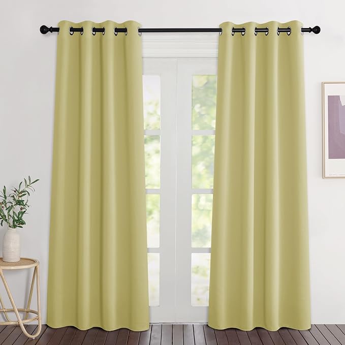 NICETOWN Paler Yellow Doorway Curtains 80 inches Long, Grommet Privacy Door by NICETOWN
