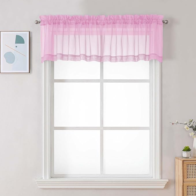 Chyhomenyc Pink Sheer Valances for Windows by Chyhomenyc