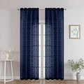 Chyhomenyc Navy Blue Sheer Curtains 90 Inch Length 2 Panels Set, Light by Chyhomenyc
