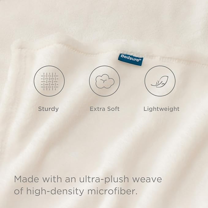 Bedsure Fleece Throw Blanket for Couch Cream - Image 5