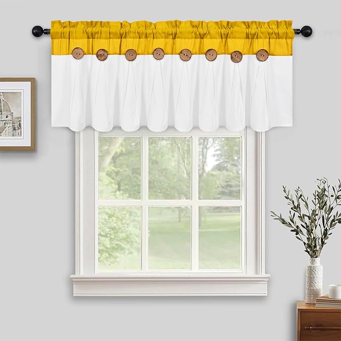 FRAMICS Farmhouse Valance Curtains, Boho Cotton Linen Kitchen Valance, Rod - Image 8