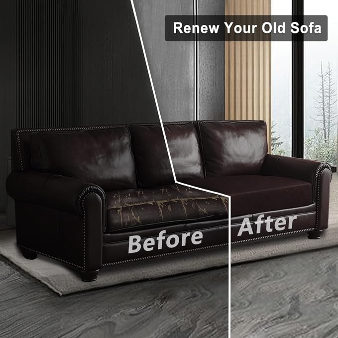 Leather Look Couch Cushion Covers Sofa Seat Slipcovers Sets Couches Furniture - Image 7