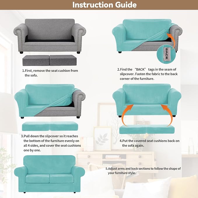 WEERRW Velvet Couch Covers for 2 Cushion Couch Sofa - Image 6