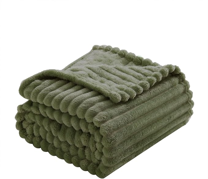 Olive Green Fleece Throw Blanket 108”×90” - Image 5