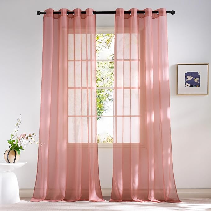 NICETOWN Coral Pink Sheer Window Curtains by NICETOWN