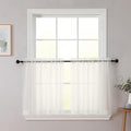 Kitchen Curtains 24 Inch Length Tier 2 Pieces, Ivory Sheer Curtain Solid Soft by WelvetBLK