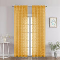 Chyhomenyc Gold Sheer Curtains 90 Inch Length 2 Panels Set, Light Filtering by Chyhomenyc