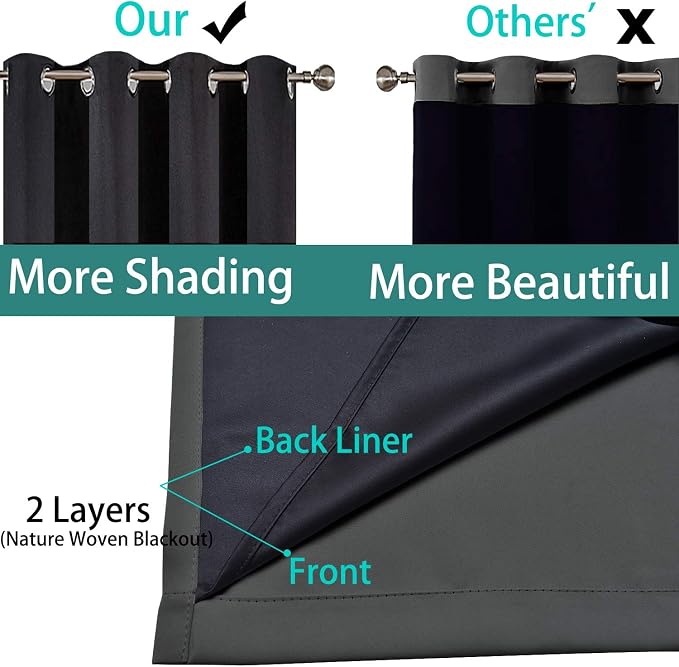 Yakamok Full Shade Curtain Panels, Heavy Duty Lined Curtains 90 Inches Long - Image 5