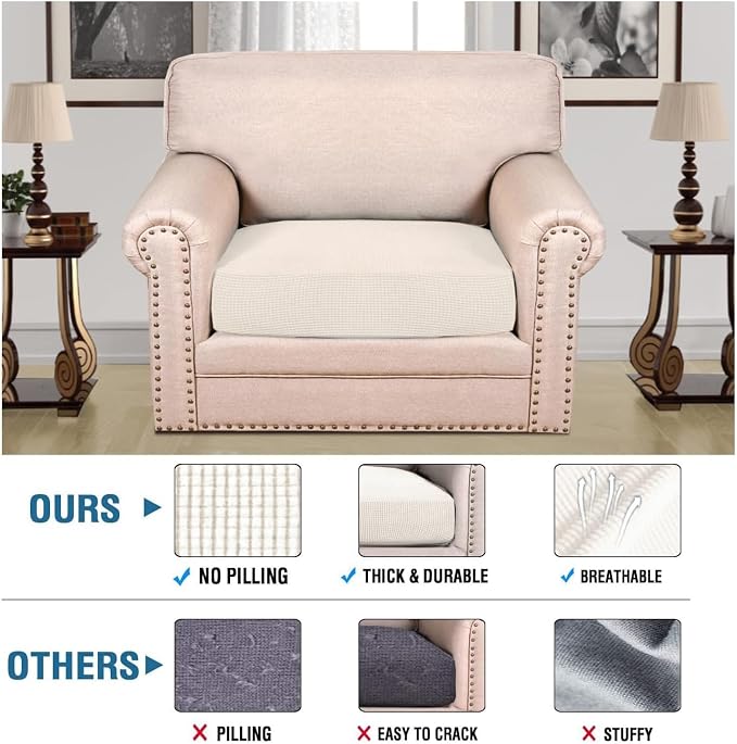 H.VERSAILTEX Super Stretch Individual Seat Cushion Covers Sofa Covers Couch - Image 2