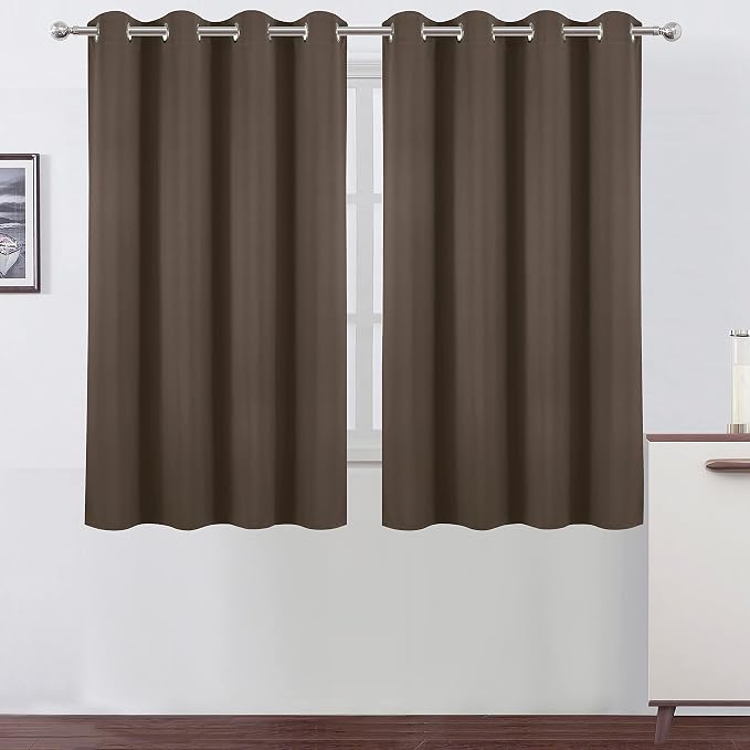 LEMOMO Chocolate Brown Thermal Blackout Curtains/52 x 54 Inch/Set of 2 Panels by Lemomo