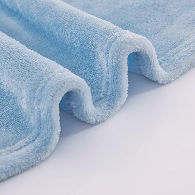 JIAHANNHA Light Blue Throw Blanket Fleece Blanket Throw Size, Super Soft Cozy - Image 4