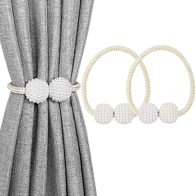 Melaluxe 2 Pack Magnetic Curtain Tiebacks, Decorative Curtain Holdbacks by Melaluxe
