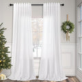 Pitalk White Linen Curtains for Living Room 100 Inches Long 2 Panels Pocket by Pitalk