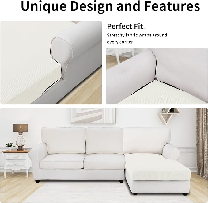 Easy-Going Stretch Sectional Couch Covers 1 Piece Chaise Lounge Slipcover L - Image 3