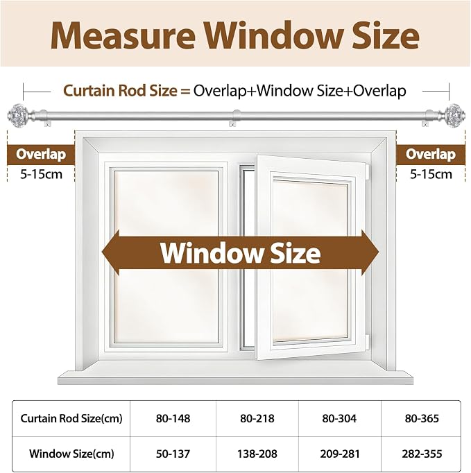 2 Pack Silver Curtain Rods for Windows 48 to 84 Inch, USFOOK 7/8 inch - Image 8