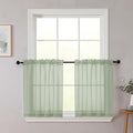 Kitchen Curtains 24 Inch Length Tier 2 Pieces, Sage Green Sheer Curtain Solid by WelvetBLK
