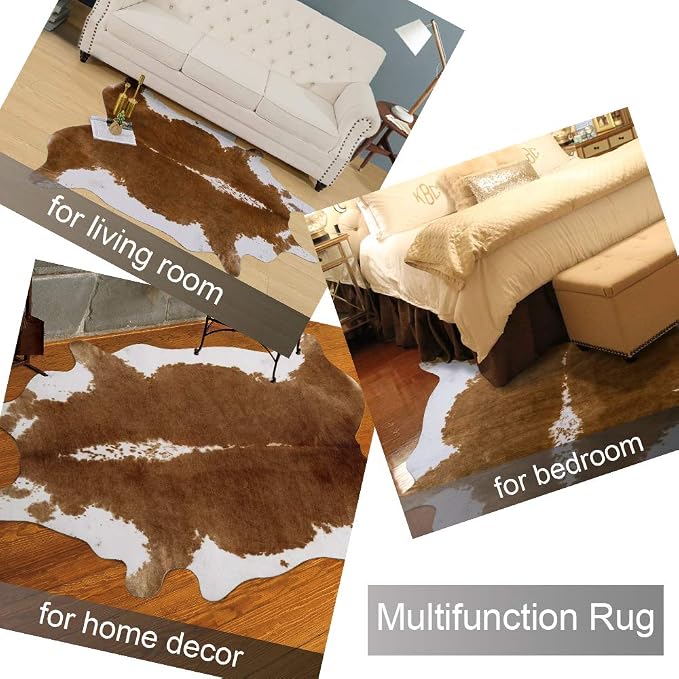 AROGAN Premium Faux Cowhide Rug 4.6 x 5.2 Feet, Sturdy and Large Size Cow Print - Image 6