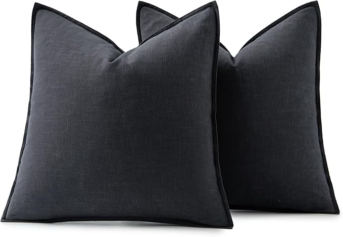 MIULEE Decorative Linen Pillow Covers 20x20 Inch Dark Gray ​Boho Farmhouse​ - Image 6