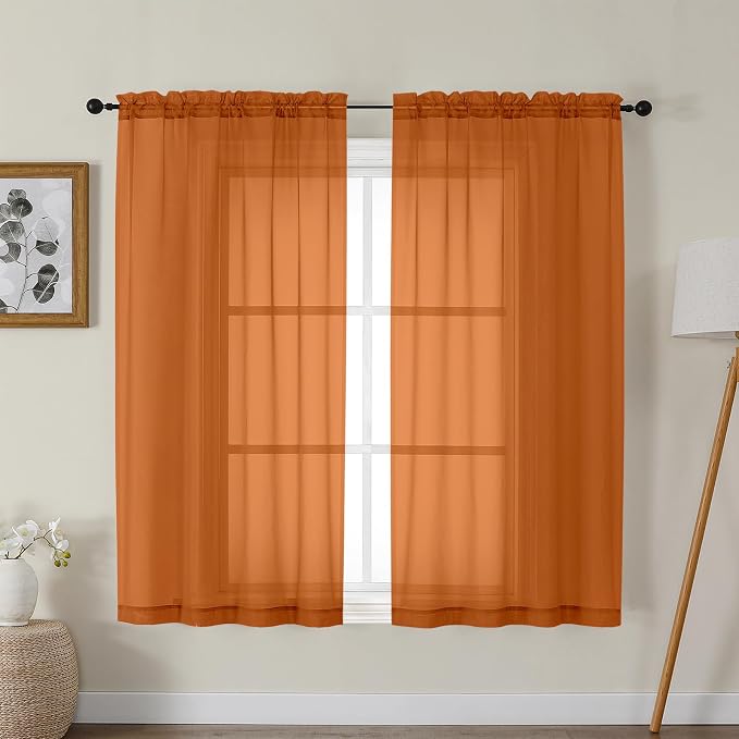 Gwine Burnt Orange Sheer Curtains by Gwine