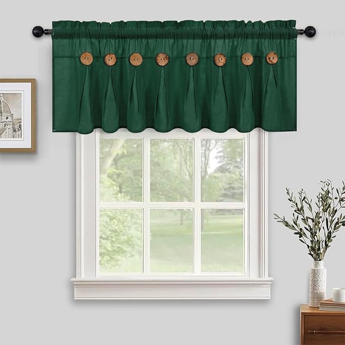 FRAMICS Farmhouse Valance Curtains, Boho Cotton Linen Kitchen Valance, Country - Image 3