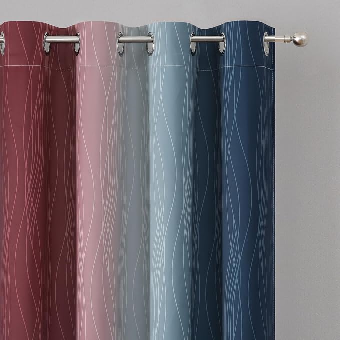 Estelar Textiler Burgundy Red and Navy Blue Ombre Blackout Curtains 84 Inches - Image 4