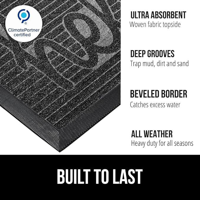 GORILLA GRIP 100% Waterproof All-Season WeatherMAX Doormat 35x23, US Designed - Image 2