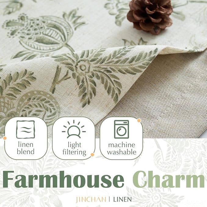 jinchan Floral Valance Curtain Linen Kitchen Valance - Image 3