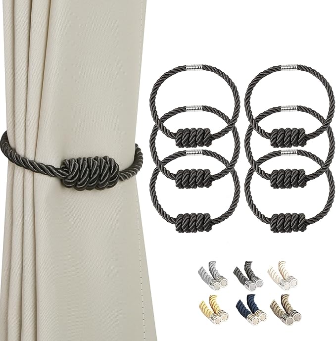 BEL AVENIR Magnetic Curtain Tiebacks, Decorative Drapery Holdbacks Modern Woven by BELAVENIR