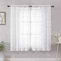 Chyhomenyc White Short Curtains 45 Inch Length 2 Panels, Light Filtering Leaf by Chyhomenyc