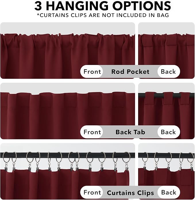 Deconovo Solid Room Darkening Curtains Rod Pocket and Back Tab Blackout Curtains - Image 2