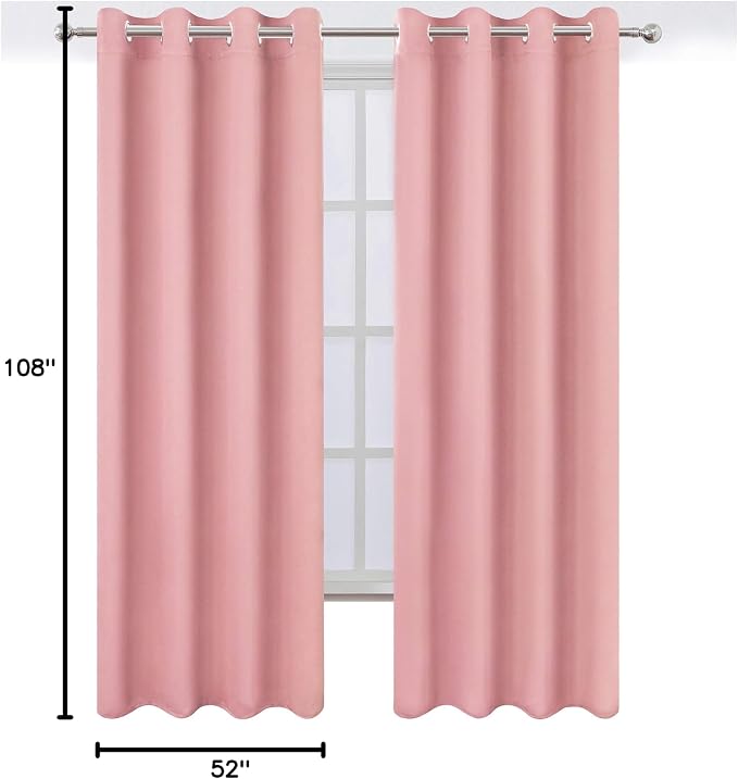 LEMOMO Pink Thermal Blackout Curtains/52 x 108 Inch/Set of 2 Panels Room - Image 9