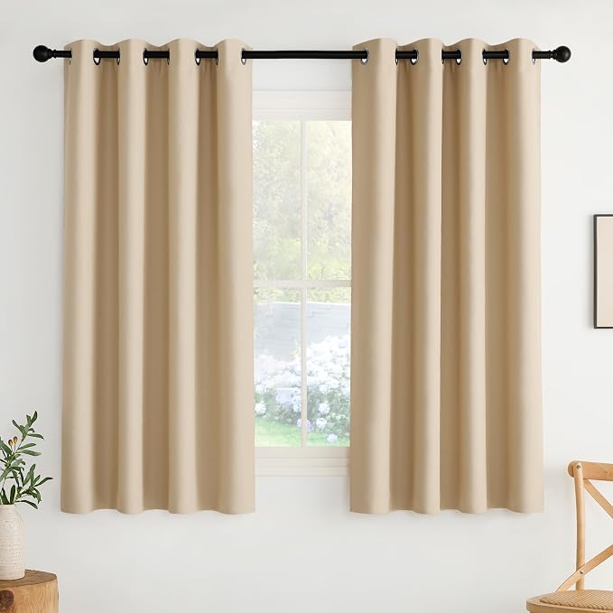 NICETOWN Room Darkening Draperies Curtains Panels, 2 Panels Biscotti Beige W52 by NICETOWN