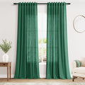 Dark Green Linen Curtains 108 Inches Long by Nanspring