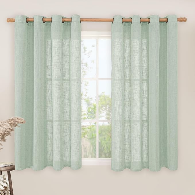LAMIT Light Sage Linen Curtains 45 Inches Long by LAMIT