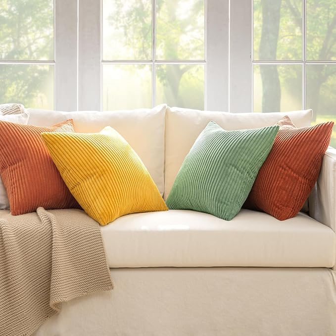 MIULEE Decorative Throw Pillow Covers 24x24 Inch Set of 4, Vibrant Cushion - Image 3