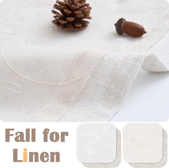 jinchan Linen Valance for Window Embroidered Farmhouse Light Filtering Voile - Image 8
