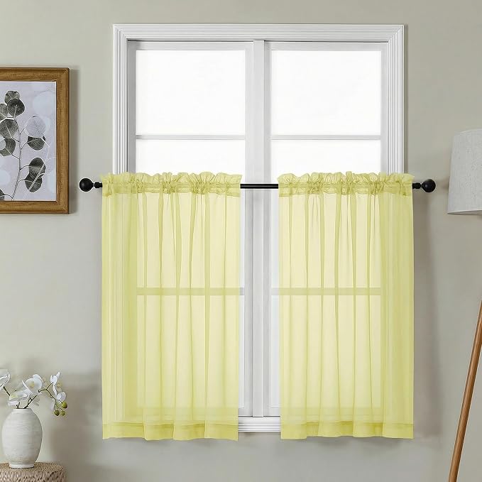 Gwine Short Kitchen Sheer Curtains 36 Inch Length by Gwine