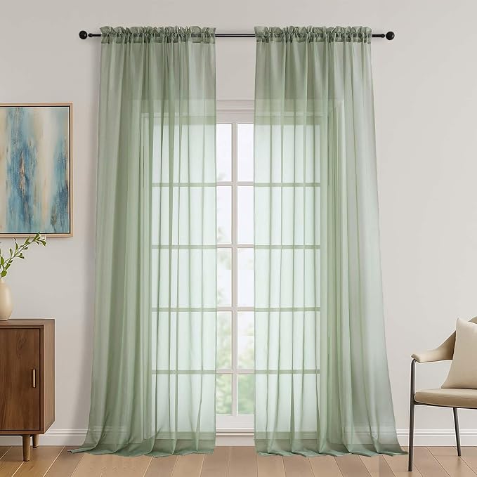 OVZME Sage Green Bedroom Curtains 96 Length by OVZME