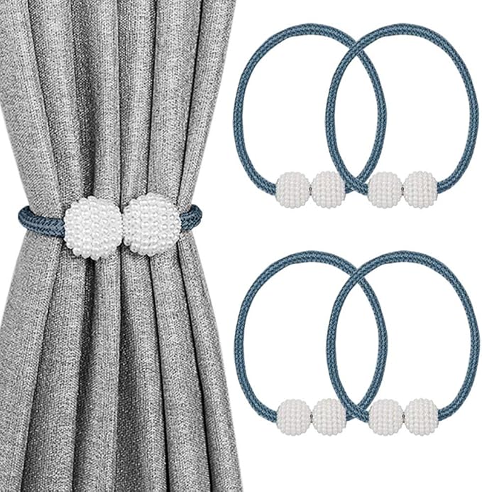 Melaluxe 4 Pack Magnetic Curtain Tiebacks, Decorative Curtain Holdbacks by Melaluxe