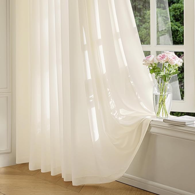 FMFUNCTEX Sheer Non-See-Through Butter Cream Curtains by Fmfunctex
