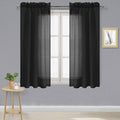 DWCN Black Sheer Curtains Semi Transparent Voile Rod Pocket Curtains by DWCN