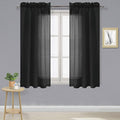 DWCN Black Sheer Curtains Semi Transparent Voile Rod Pocket Curtains by DWCN