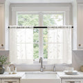 MIULEE Ivory Sheer Curtains 2 Panels Embroidered Leaf Patterned Rod Pocket by MIULEE