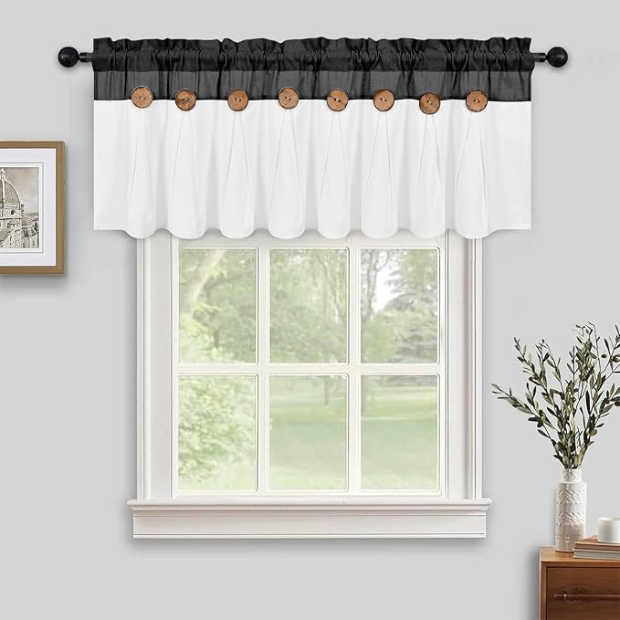 FRAMICS Farmhouse Valance Curtains, Boho Cotton Linen Kitchen Valance, Country by FRAMICS