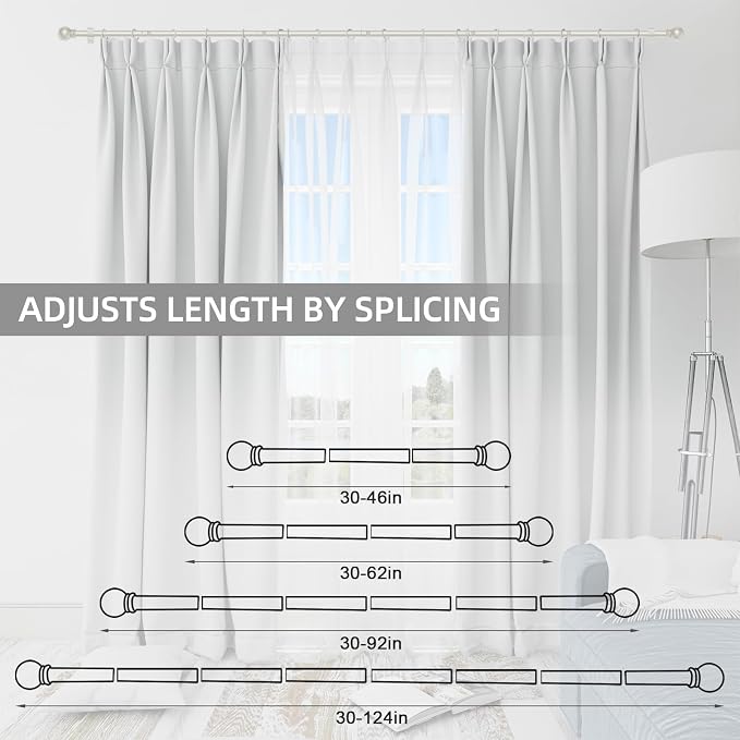 Thestoa Nickel Curtain Rods for Windows 48 to 84-92 Inch, Stainless Steel Long - Image 5