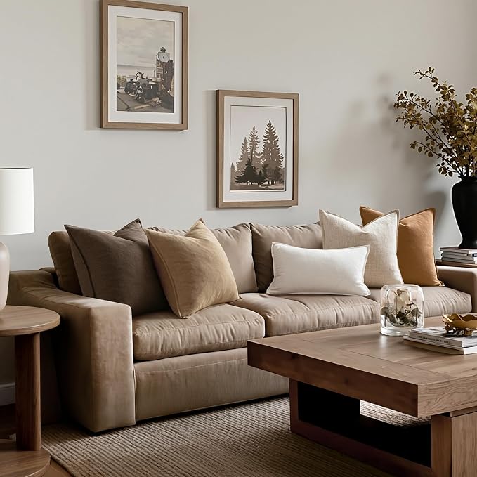 MIULEE Neutral Brown Linen Pillow Covers Pack of 4 Decorative Natural Fall - Image 4