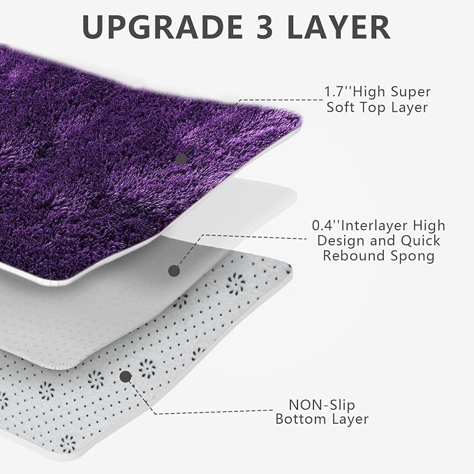 9X12 Large Shag Area Rugs for Living Room Bedroom, Big Soft Purple Fluffy Rug - Image 6