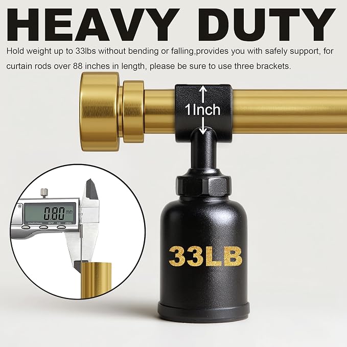Lootkell 2 Pack Gold Curtain Rods Set - Image 5