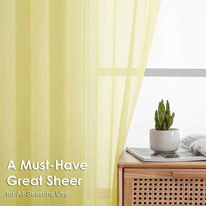 OVZME Sheer Curtains 63 inch Length 2 Panels Set - Image 2