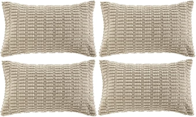 Fancy Homi 4 Packs Taupe Decorative Throw Pillow Covers 12x24 Inch by Fancy+Homi